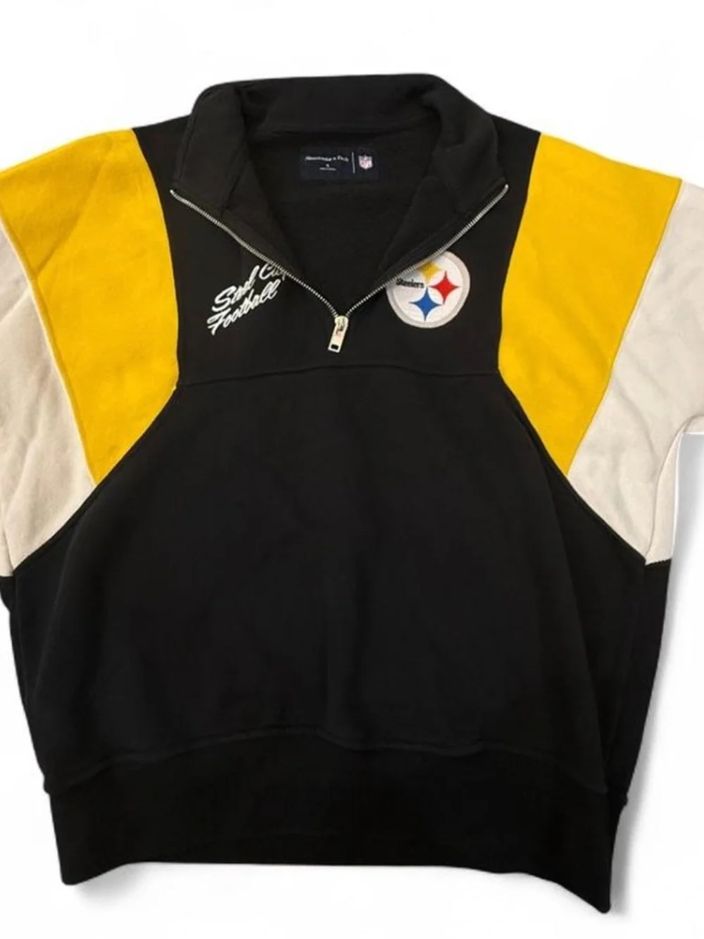 Abercrombie & Fitch Black, Yellow & Cream Quarter-Zip Pullover